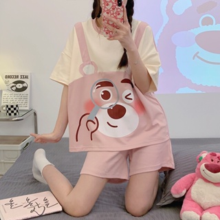 Summer new pajamas female strawberry bear sweet short-sleeved shorts comfortable soft home service suit
