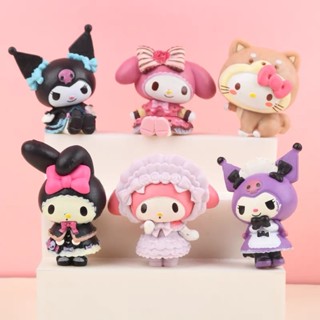 ฟิกเกอร์ Pvc รูปการ์ตูนอนิเมะ Sanrio Kawaii Melody Kuromi Kt Cat ของขวัญ สําหรับเด็ก 5 ชิ้น ต่อชุด