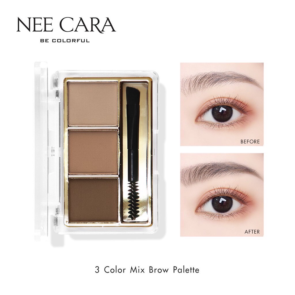 นีคาร่า-ที่เขียนคิ้ว-แบบฝุ่น-nee-cara-3-color-mix-brow-powder-palette