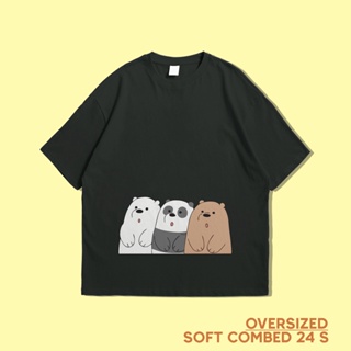 📦พร้อมส่ง เสื้อยืด โอเวอร์ไซซ์ ลายหมีเปลือย 3 ตัว สําหรับทุกเพศ T-shirt
