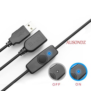 Alisondz USB 2.0 Extender Cord USB Fan Fast Data Sync LED โคมไฟอะแดปเตอร์สาย USB พร้อมสวิตช์เปิดปิด