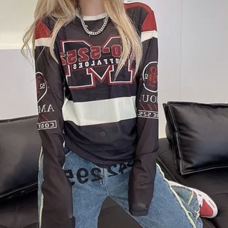 เสื้อยืด ผ้าตาข่าย พิมพ์ลาย แฟชั่นฤดูใบไม้ผลิ และฤดูร้อน สไตล์ตะวันตก เข้ากับทุกการแต่งกาย สําหรับผู้หญิง 2023
