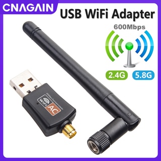 Cnagain อะแดปเตอร์รับสัญญาณเครือข่ายไร้สาย 600Mbps USB Wifi 5.8GHz+2.4GHz 150Mbps USB2.0 Lan Wi-fi High Mini Wi-fi Dongle สําหรับแล็ปท็อป คอมพิวเตอร์ PC