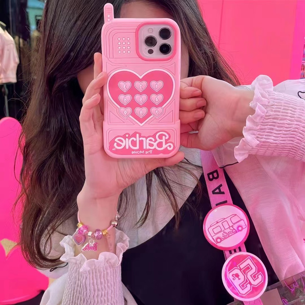 เคสโทรศัพท์มือถือ-ซิลิโคนนิ่ม-กันกระแทก-ลายบาร์บี้น่ารัก-สีชมพู-สําหรับ-iphone-14-14promax-14pro-13-13promax-13pro-12-12promax-12pro-11-11promax