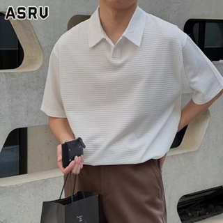 ASRV เสื้อโปโล แขนสั้นผู้ชายแบรนด์อินเทรนด์ ins เวอร์ชั่นเกาหลีของเสื้อโปโลแขนสั้นผ้าไหมน้ำแข็งเฉพาะวาฟเฟิล