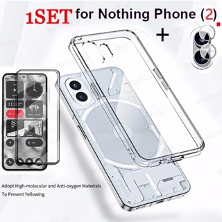 1Set For Nothing Phone (2) 6.7inch 5G A065 nothing2 nothingTwo Anti-drop Cover Clear Case + Screen tempered Glass + Camera Film Protector