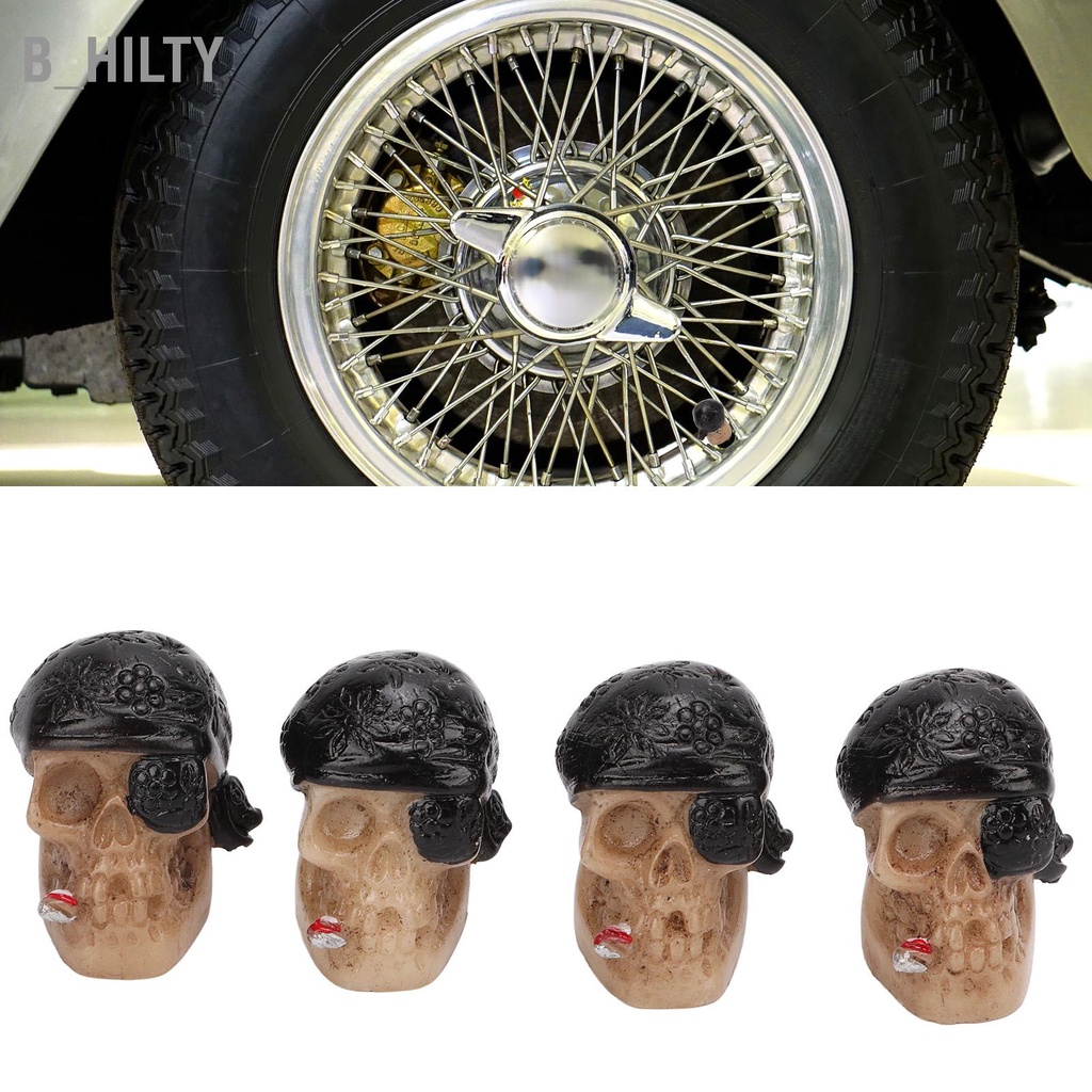 b-hilty-4-ชิ้น-เซ็ตยางวาล์ว-cap-skull-shape-พร้อมแหวนยางสำหรับรถยนต์จักรยาน-suvs-รถบรรทุกรถจักรยานยนต์