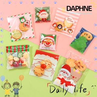 Daphne ถุงใส่ขนมคุกกี้ลายคริสต์มาส 50ชิ้น/ชุดสําหรับตกแต่งขนมขนมบิสกิตปีใหม่
