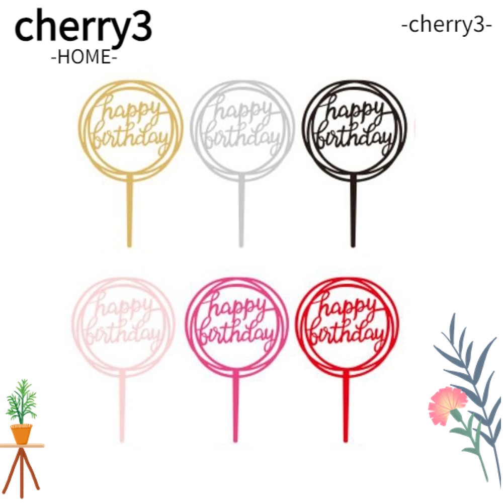 cherry3-ท็อปเปอร์อะคริลิค-กลิตเตอร์-สองด้าน-6-สี-สําหรับตกแต่งเค้กวันเกิด-18-ชิ้น