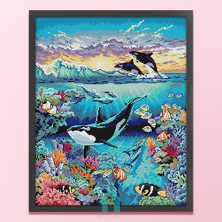 Underwater World ชุดปักครอสสติตช์ ผ้าฝ้าย 14CT DIY [Acelit.th]