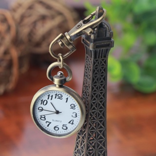 นาฬิกาพ็อกเก็ต พวงกุญแจ ควอตซ์ บรอนซ์ สไตล์วินเทจ พังก์ ขนาดใหญ่ ของขวัญ สําหรับผู้ชาย และผู้หญิง