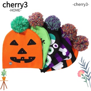 Cherry3 หมวกถัก LED เรืองแสง ลายกะโหลกผี สร้างสรรค์ สําหรับปาร์ตี้ฮาโลวีน