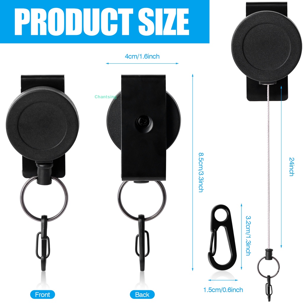 lt-chantsing-gt-พวงกุญแจโลหะ-พับเก็บได้-พร้อมคลิปหนีบเข็มขัด-4-แพ็ค-พร้อมสายเหล็ก-24-นิ้ว-และคาราบิเนอร์-6-ชิ้น-สําหรับโรงเรียน-สํานักงาน-โรงพยาบาล