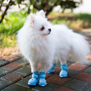  PP รองเท้าบูทสำหรับสัตว์เลี้ยงน่ารักการ์ตูนซิลิโคนกันน้ำรองเท้ากันฝนสุนัขพร้อมตะขอและห่วงสำหรับตุ๊กตา