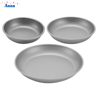 【Anna】Titanium Plate Round Dish Tableware for Camping Hiking Picnic Kitchen 12/15/18cm