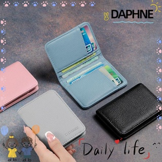 Daphne กระเป๋าใส่บัตร หนัง PU หลายช่อง สีพื้น สําหรับผู้ชาย และผู้หญิง