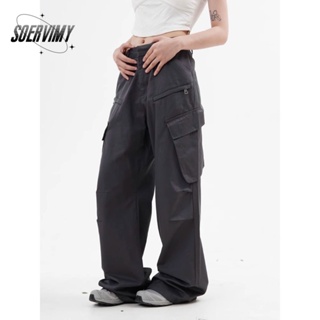 SOERVIMY กางเกงขายาว กางเกงเอวสูง สไตล์เกาหลี แฟชั่น 2023 NEW081222