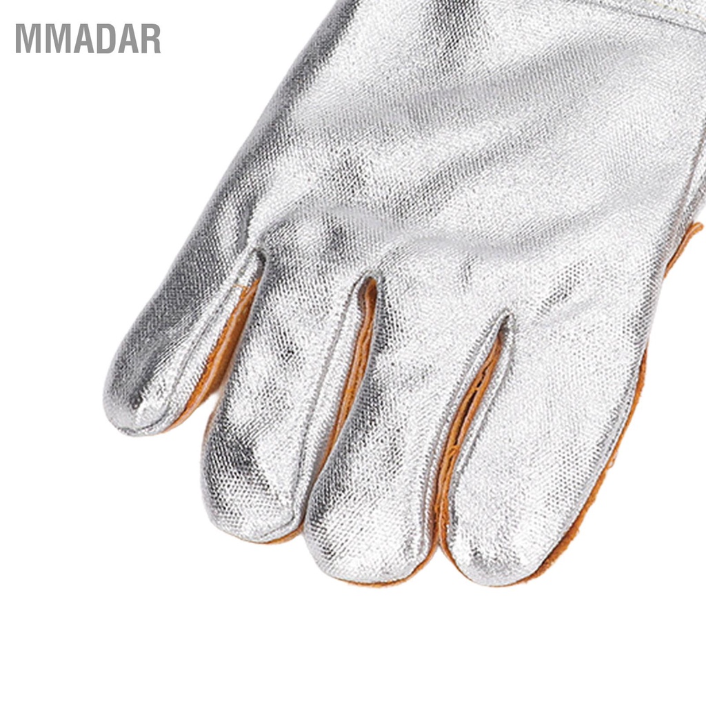 mmadar-ถุงมือเชื่อมหนังวัว-1-คู่-ถุงมืออลูมิเนียมฟอยล์กันไฟทนความร้อน