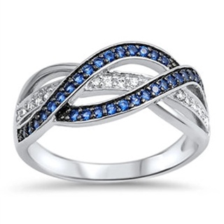 แหวนหมั้นแต่งงาน เหล็กไทเทเนียม เงิน S925 ประดับเพชรคริสตัล สีฟ้า สไตล์โบฮีเมียน วินเทจ แฟชั่น สําหรับผู้หญิง