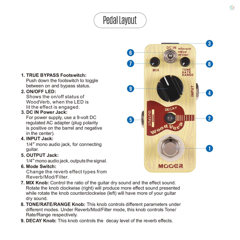 audioworld-mooer-woodverb-แป้นเหยียบเท้ากีตาร์อะคูสติก-ดิจิทัล-โหมดโมด-ฟิลเตอร์-true-bypass-micro-series-ขนาดกะทัดรัด