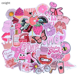 [ceight] สติกเกอร์ ลายการ์ตูนเด็กผู้หญิง สีชมพู สําหรับติดตกแต่งกระเป๋าเดินทาง แล็ปท็อป กีตาร์ รถยนต์ DIY 50 ชิ้น