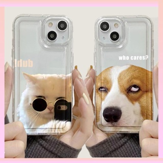 คู่รักสุนัขและแมวที่สร้างสรรค์เคสสำหรับไอโฟน For iPhone 11 12 13 14 15 Pro Max XSMax XR 6 7 8 Plus เคสไอโฟนซิลิโคนนิ่มใส
