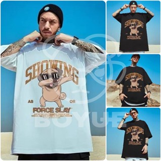 🔥OverSize-COD-M-8XL🔥Oversizeผ้าฝ้ายแท้ 100% น้ำแห่งชาติยุโรปและสหรัฐอเมริกาย้อนยุคสุนัขพิมพ์เสื้อยืดแขนสั้นชายและหญิงคู่หลวมนักเรียนขนาดใหญ่ ins ฮิปฮอปBOY319