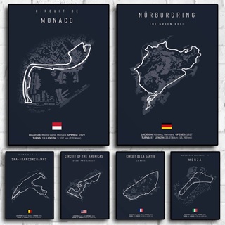 โปสเตอร์กระดาษคราฟท์ ลาย Imola Monaco Track F1 สไตล์นอร์ดิก สําหรับตกแต่งผนังบ้าน 1 ชิ้น