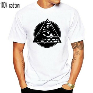 【hot sale】Illuminati เสื้อยืด พิมพ์ลายโลโก้พีระมิด สัญลักษณ์ Blvck