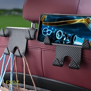 Fxdz 2 In 1 ตะขอพนักพิงศีรษะในรถยนต์ ที่วางโทรศัพท์ ที่แขวนด้านหลังกระเป๋า และกระเป๋า คาร์บอนไฟเบอร์ ที่วางเบาะหลังรถ