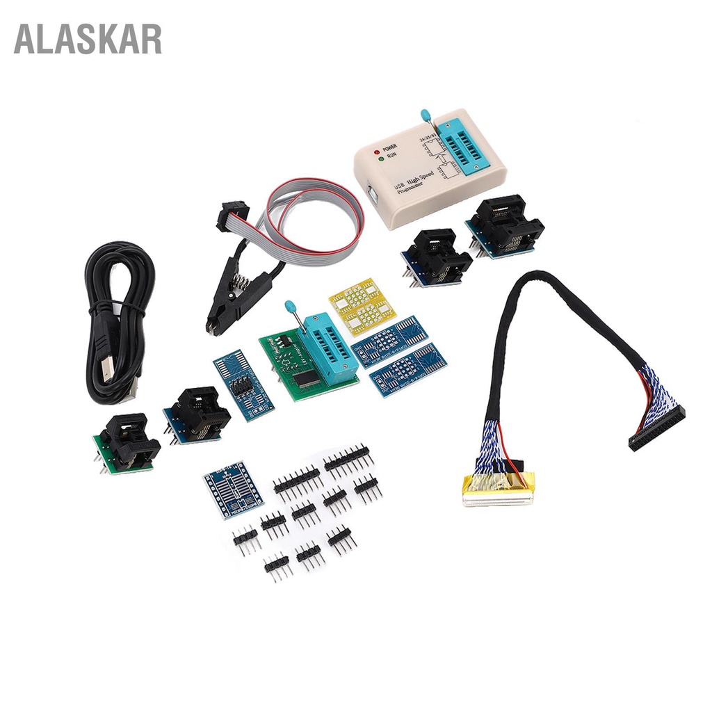 alaskar-โปรแกรมเมอร์แฟลชพร้อมอะแดปเตอร์-12-ตัวความเร็วสูง-spi-bios-chip-usb-programming-kit-สำหรับ-24-93-25-eeprom-flash