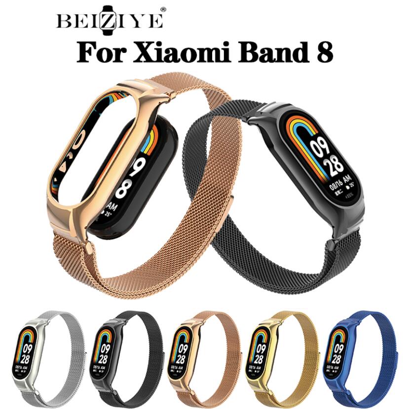 jansin Milanese Loop Strap สําหรับ Xiaomi Mi band 8 สร้อยข้อมือ สเตนเลส ...