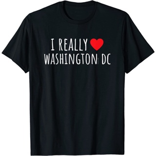 GOOD YFFy I REALLY LOVE (HEART) WASHINGTON DC เสื้อยืดตลก สําหรับผู้ชาย ผู้หญิง วินเทจ โอเวอร์ไซซ์ baju kemeja lelaki