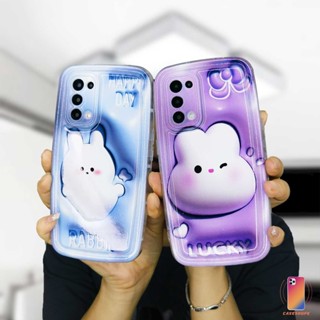 เคสโทรศัพท์ซิลิโคน TPU กันกระแทก ลายกระต่ายสีฟ้า สําหรับ Realme C15 C21 C11 2021 C21Y C30 C30S C31 C33 C35 C25 C20 C3 C12 C2 C25S