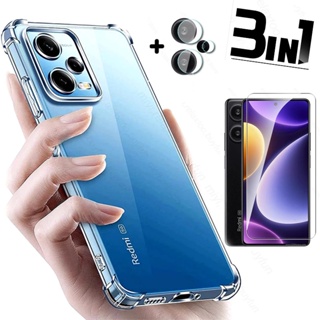 3in1 Camera Lens Screen Protector Tempered Glass Soft Shockproof Cover For Xiaomi Redmi Note 12 Turbo 5G 4G note12 pro plus