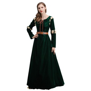 [New product in stock] Halloween brave legend character Merlin color cosplay clothing womens Green royal dress quality assurance UVEZ