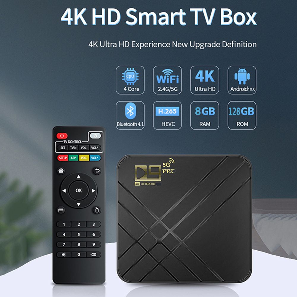 กล่องแอนดรอยด์ทีวี-d9-pro-5g-4k-android-tv-box-8gb-128g-hd-3d-2-4g-wifi-google-play-youtube-media-player