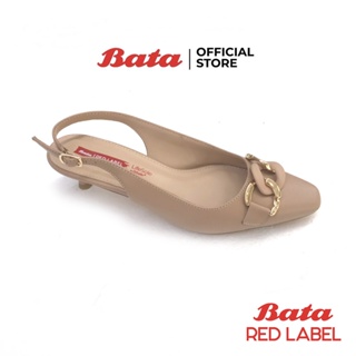 Bata บาจา Red Label รองเท้าส้นสูงแบบรัดส้น เสริมส้นสูง 1 นิ้ว ดีไซน์เรียบหรู สำหรับผู้หญิง สีขาว 6601321 สีเบจ 6608321