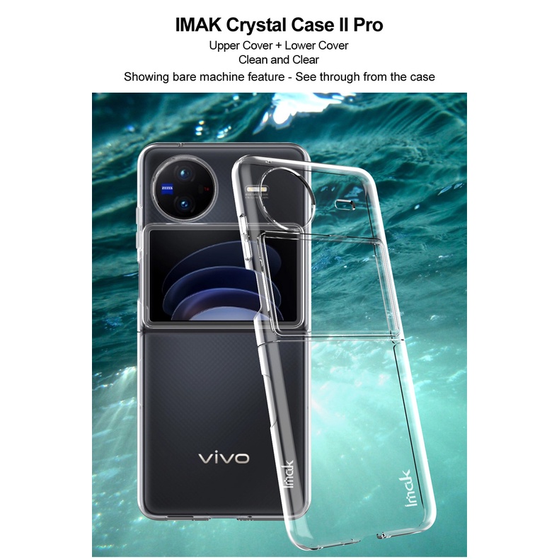 ของแท้-imak-เคสโทรศัพท์มือถือ-pc-แข็ง-แบบพลาสติกใส-up-down-สําหรับ-vivo-x-flip-5g-v2256a