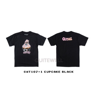 พร้อมส่ง ผ้าฝ้ายบริสุทธิ์ QW_T_107-1 CUPCAKE BLACK ดำ T-shirt