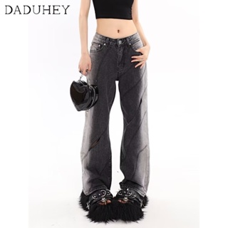 DaDuHey🎈 American Style High Street Jeans Womens Summer High Waist Slimming Straight Mop Casual Pants Parachute Pants