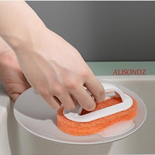 ALISONDZ Handle Cleaning Sponge Eraser Toilet Cleaning tools Bathroom Brush Washing Tools Dish washing Decontamination Kitchen DIY Shower Cleaner/Multicolor