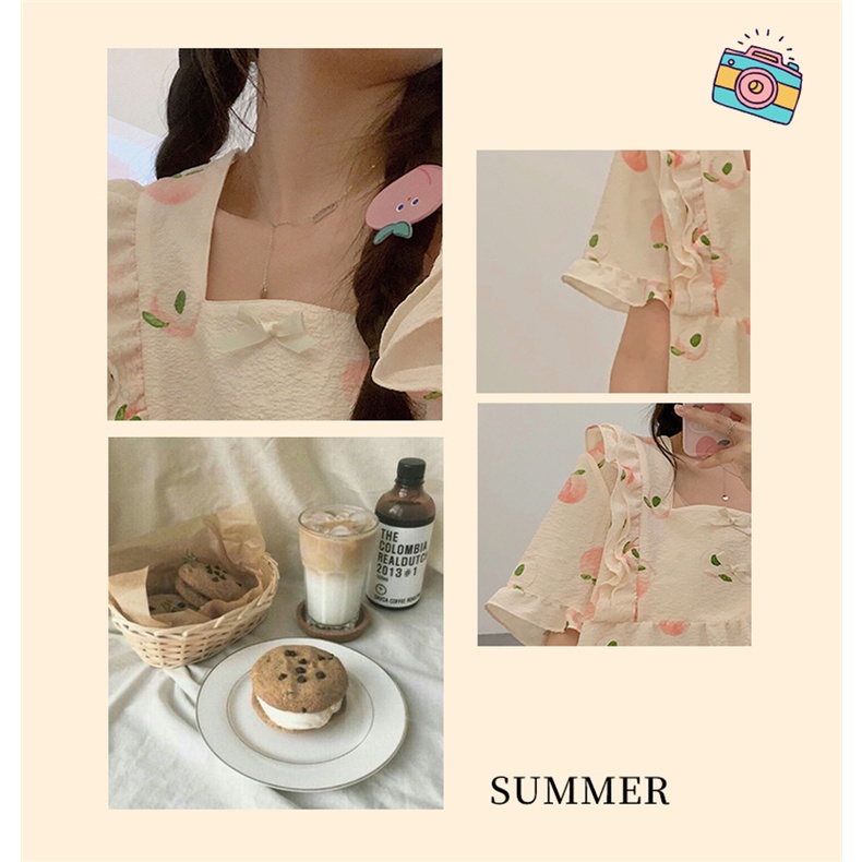 summer-new-peach-pattern-zoubu-pajamas-womens-short-sleeved-shorts-sweet-simple-comfortable-breathable-home-clothes