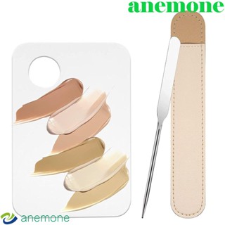 Anemone ไม้พายแต่งหน้า อะคริลิค พร้อมฝาครอบ PU สไตล์เกาหลี สําหรับแต่งหน้า ผสมรองพื้น ครีม เครื่องสําอาง