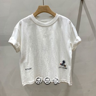 พร้อมส่ง ขายดี เสื้อยืดแขนสั้น ปักลายการ์ตูน สไตล์เกาหลี ญี่ปุ่น สําหรับเด็กผู้ชาย