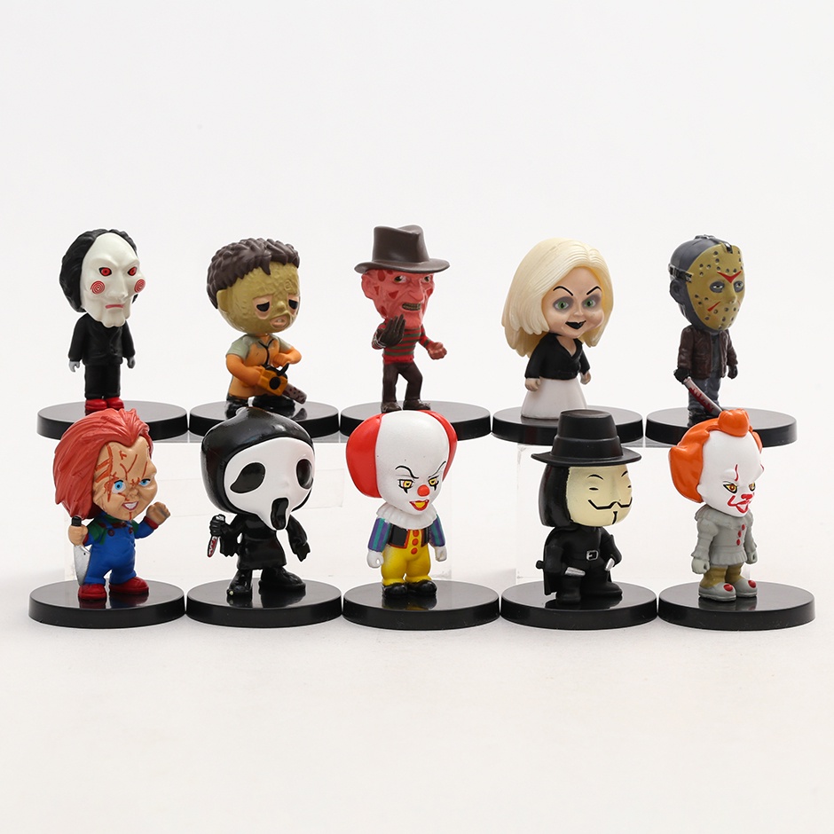 โมเดลตุ๊กตาฟิกเกอร์-jason-freddy-pennywise-chucky-billy-ghostface-v-5-ซม-10-ชิ้น-ต่อชุด