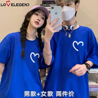 คู่รักสวมฤดูใบไม้ผลิและฤดูร้อน 2022 เทรนด์ใหม่เสื้อยืดแขนสั้นสีน้ำเงิน Klein สุทธิสีแดง ins ถนนทอ