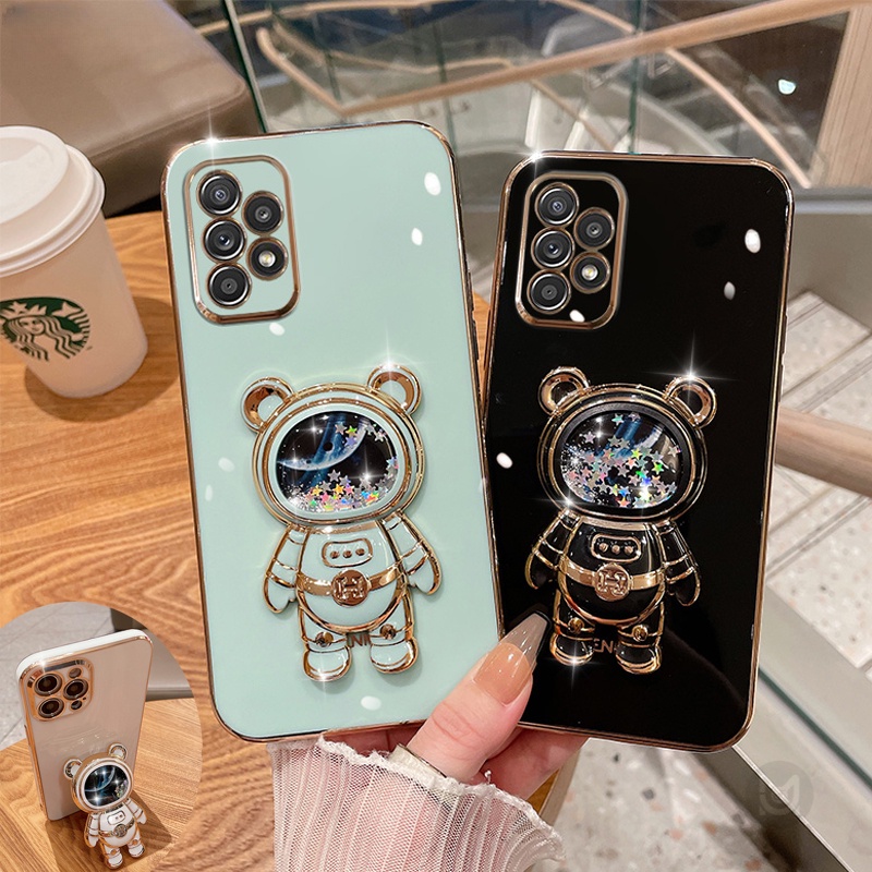 เคสโทรศัพท์มือถือ-ซิลิโคน-มีทรายไหล-ลายนักบินอวกาศ-พร้อมขาตั้ง-สําหรับ-samsung-galaxy-a14-a24-a34-a54-a04-a04s-a04e