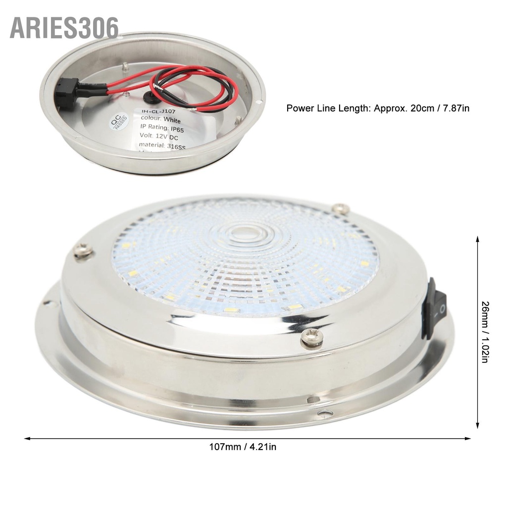 aries306-โคมไฟโดมเพดาน-rv-ip65-กันน้ำ-316-ตัวเรือนสแตนเลส-dc12-24v-โคมไฟมารยาททางทะเล