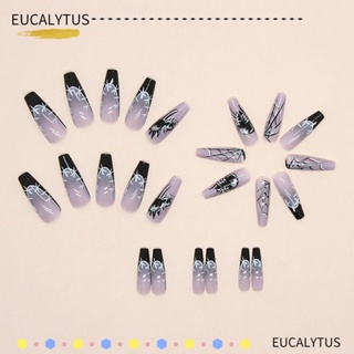 Eutus เล็บปลอม แต่งไล่โทนสี แบบยาว ถอดออกได้ สําหรับฮาโลวีน 24 ชิ้น